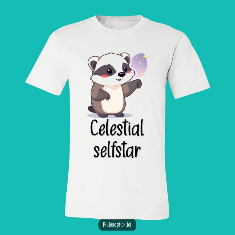 Funny Badger Stargazer T-Shirt: Celestial Humor for Night Owls