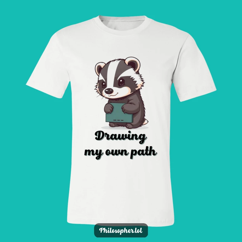 Funny Badger T-Shirt: Determined Artist Sketching, Creative Expression Tee