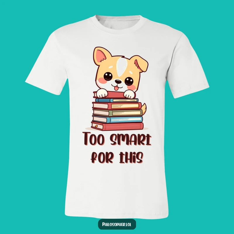 Funny Dog Philosophy Books T-Shirt: Wear Your Intellectual Wits with Humor