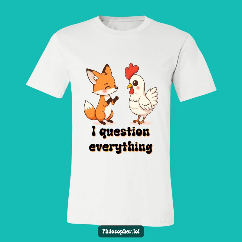 Funny Fox vs. Chicken T-Shirt - Absurd Humor Gift, Quirky Animal Tee