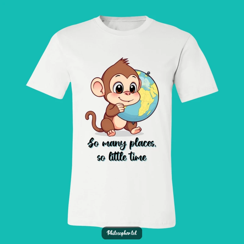 Funny Monkey World Traveler T-Shirt: Hilarious Design for Adventurous Souls