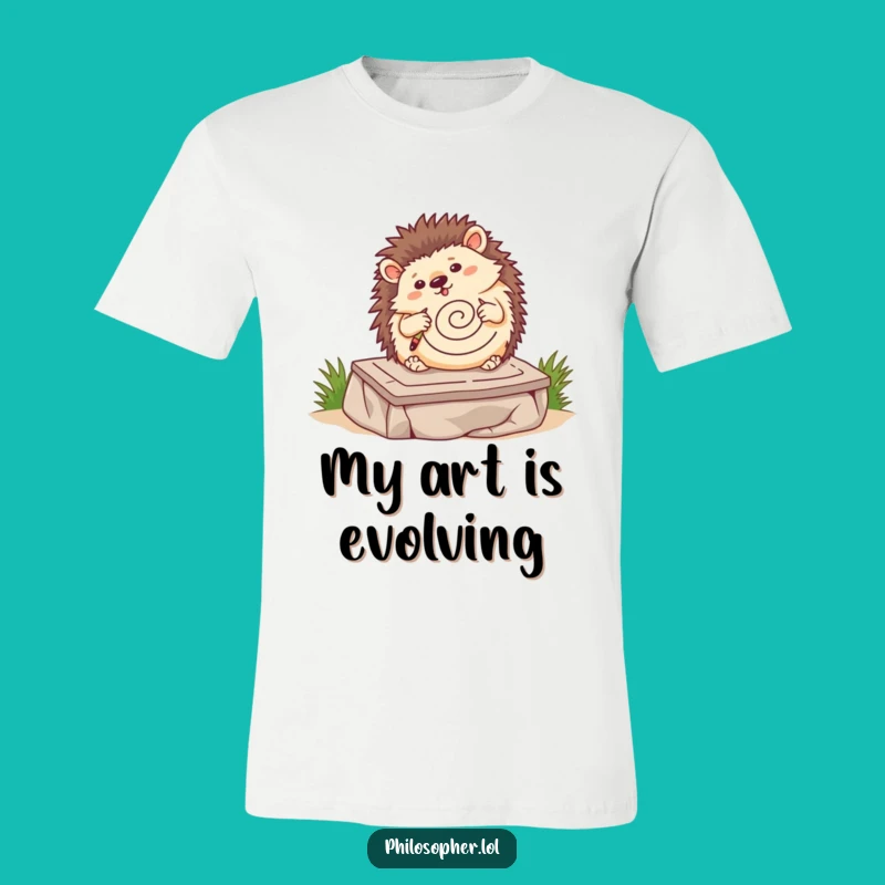 Funny Hedgehog Art T-Shirt: Wobbling Hedgehog's Spiral Creation, Comfy Funny Graphic Tee