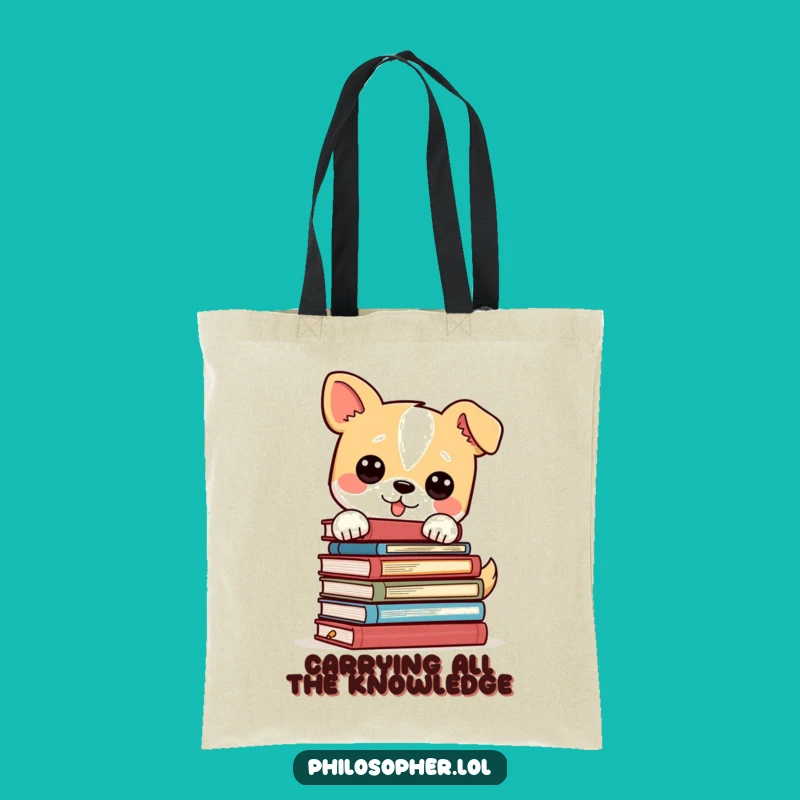 Funny Dog Philosophy Books Tote Bag: Carry Your Books and Your Wittiness