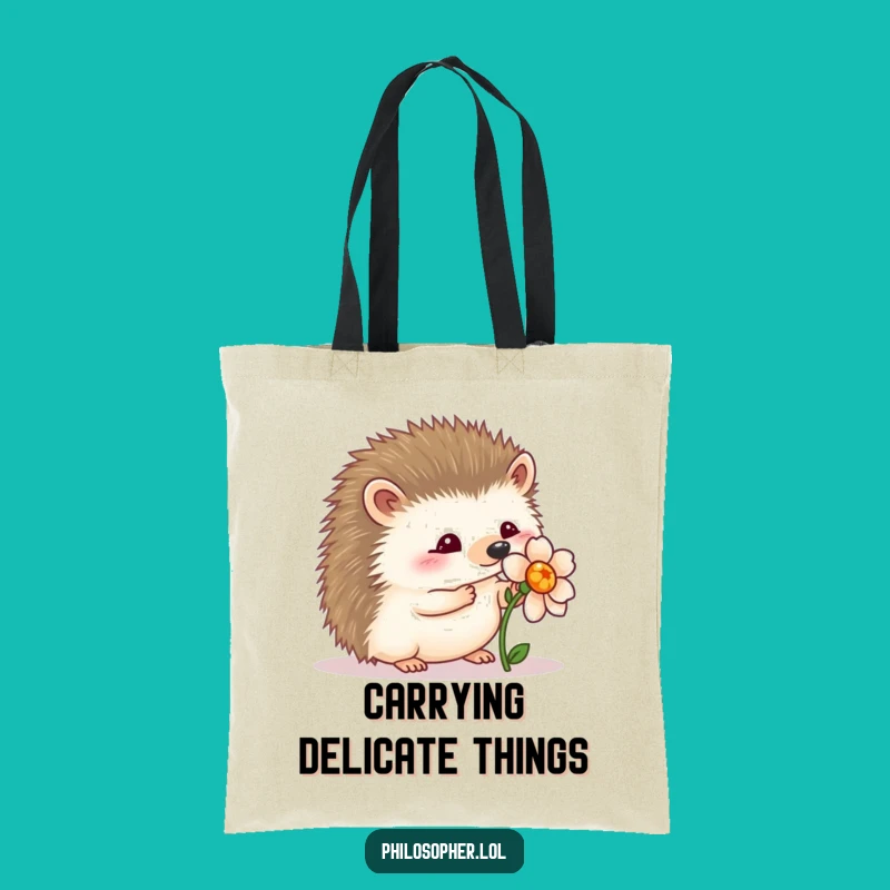 Funny Hedgehog Flower Tote Bag: Carry Beauty with You