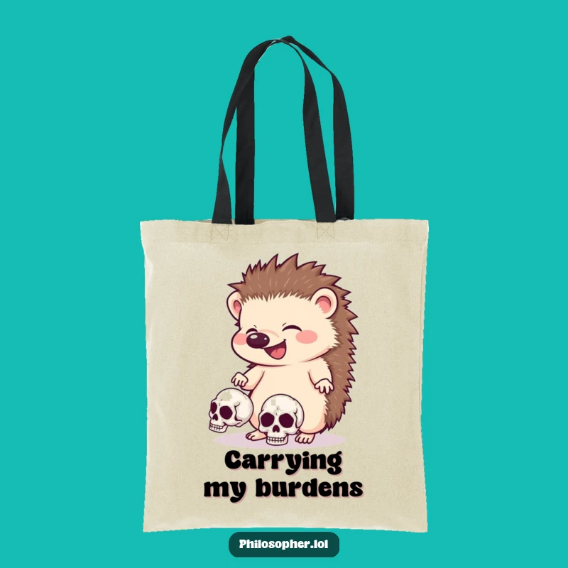 Funny Hedgehog Skull Tote Bag: Spooky & Stylish Carry-All Gift