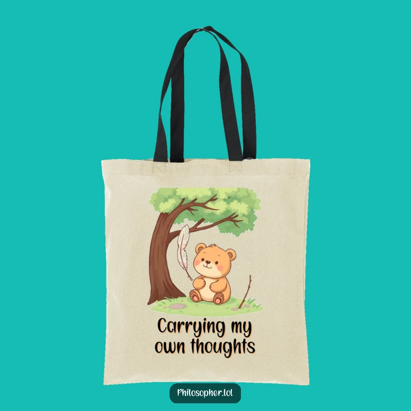 Funny Bear Pondering Tote Bag: Carry Your Thoughts with Serene Style