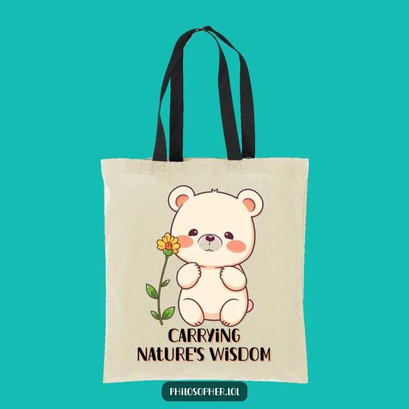 Funny Bear Flower Tote Bag: Carry Nature's Beauty with a Thoughtful Bear, Practical Funny Gift