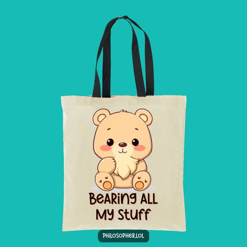 Funny Bear Stroking Beard Tote Bag: Carry Your Thoughts in Style