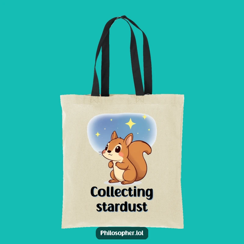 Funny Determined Squirrel Tote Bag: Starry Sky Dreamer Carry-All