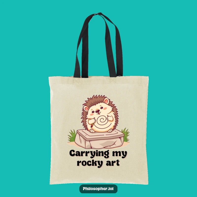 Funny Hedgehog Art Tote Bag: Carry Your Supplies with a Wobbling Artist, Practical Funny Gift