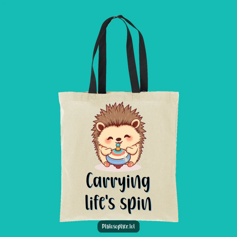 Funny Hedgehog Tote Bag: Spinning Adventures, Happy Carry-All