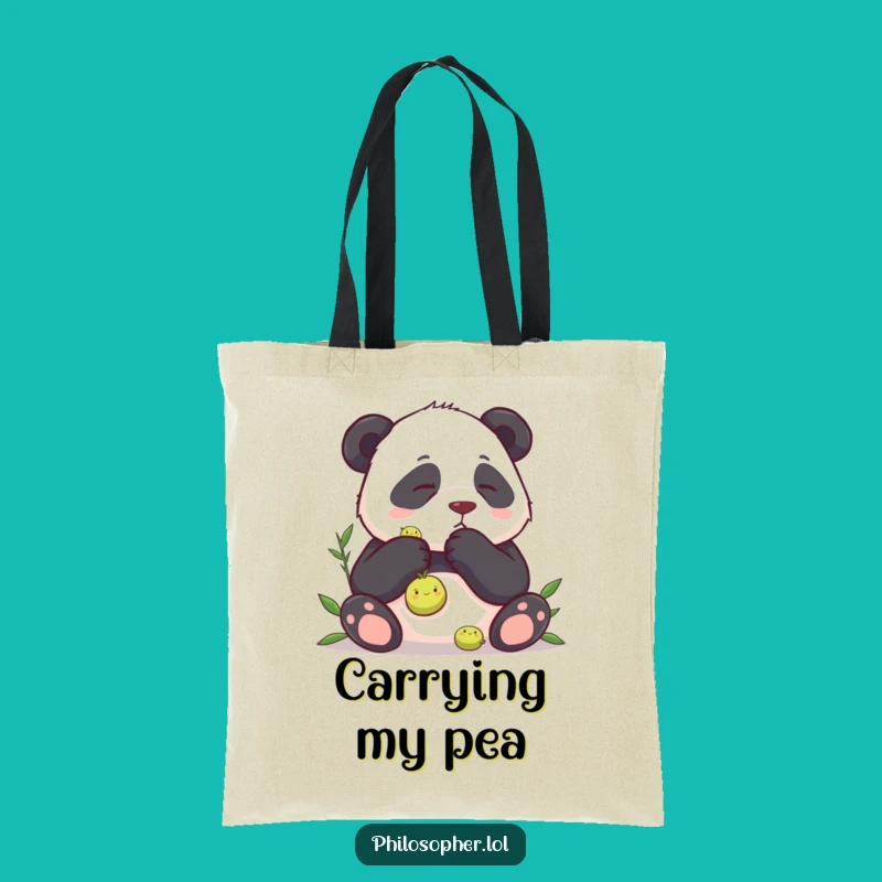 Funny Panda Pea Pondering Tote Bag: Carry Your Essentials with Humor