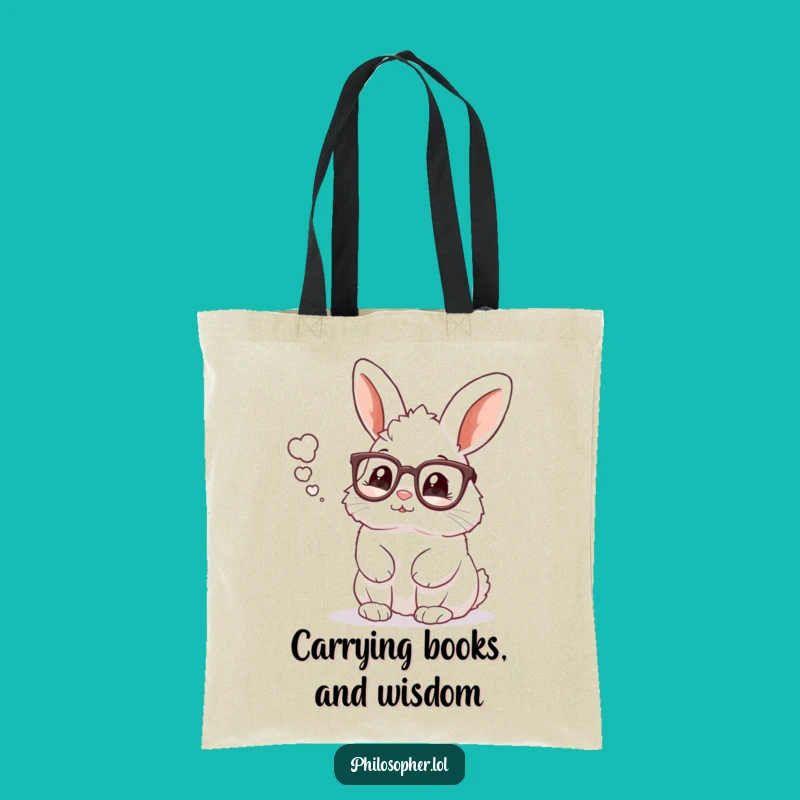 Funny Rabbit Reading Glasses Tote Bag: Carry Your Books with Brains