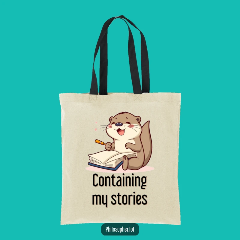 Funny Scribbling Otter Tote Bag: Joyful Creative Book Lover Carry-All