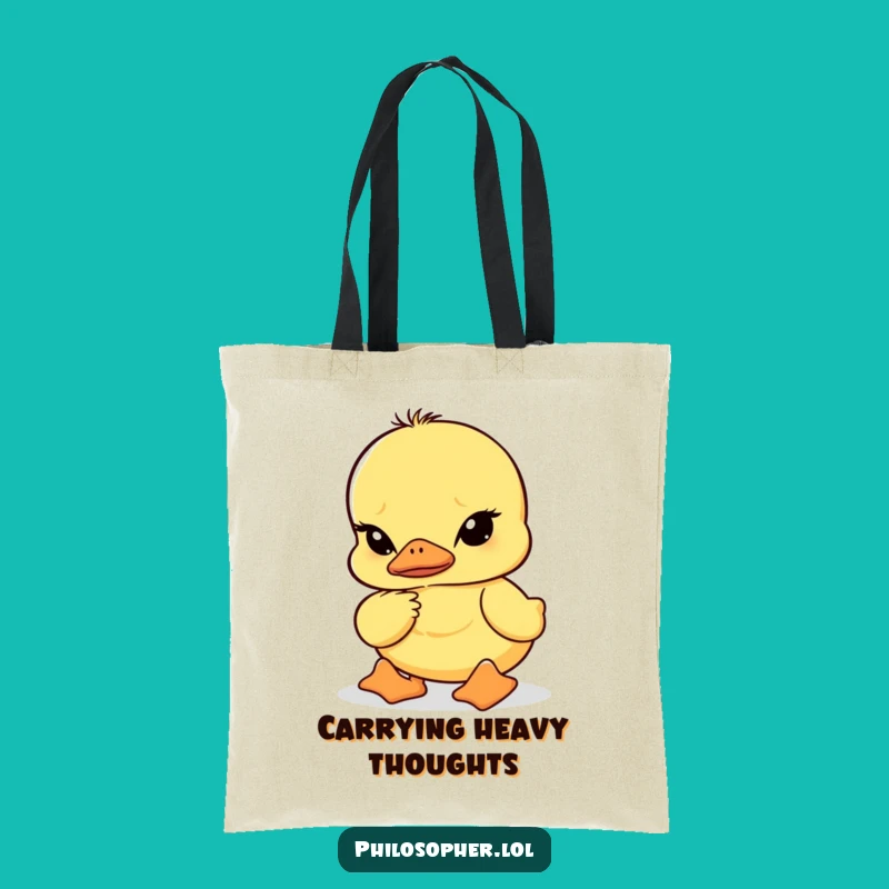 Funny Wobbly Duckling Deep Thought Tote Bag: Carry Your Profound Musings