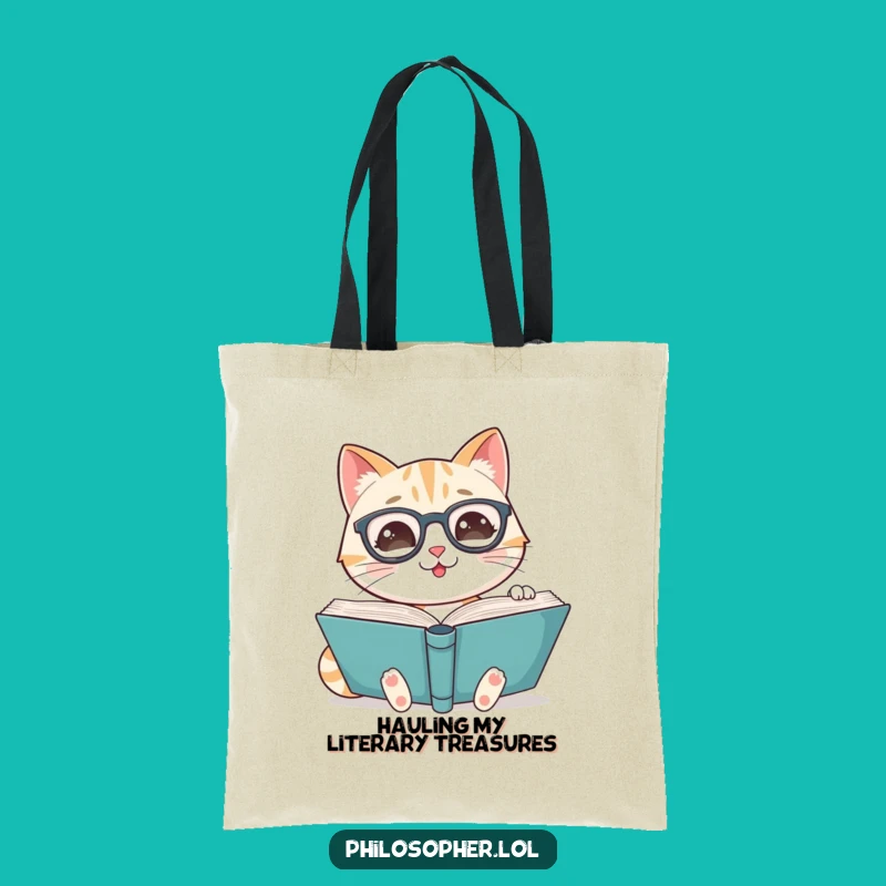 Funny Cat Scholar Tote Bag - Carry Your Books, Perfect Gift!